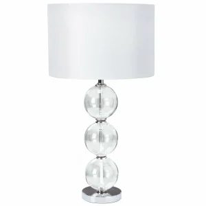 Clearance Searchlight Lampe à poser en tissu Bliss, abat-jour blanc