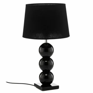 Best Sale Argon Lampe à poser en tissu Fulda, décor verre, noire