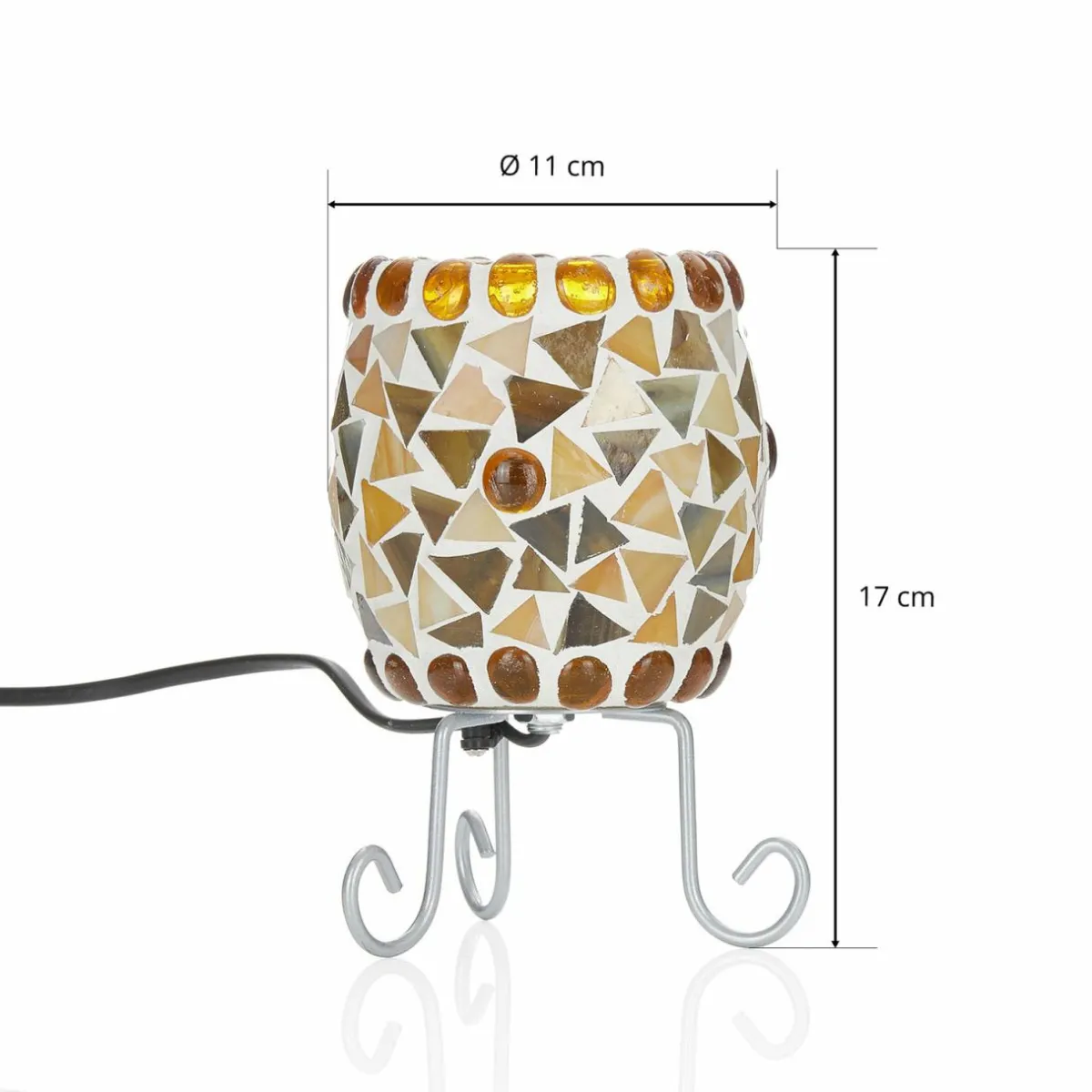lampe__poser_enya_mosaque_de_verre_crmebrun_5.webp Sale Näve Lampe à poser Enya mosaïque de verre crème-brun