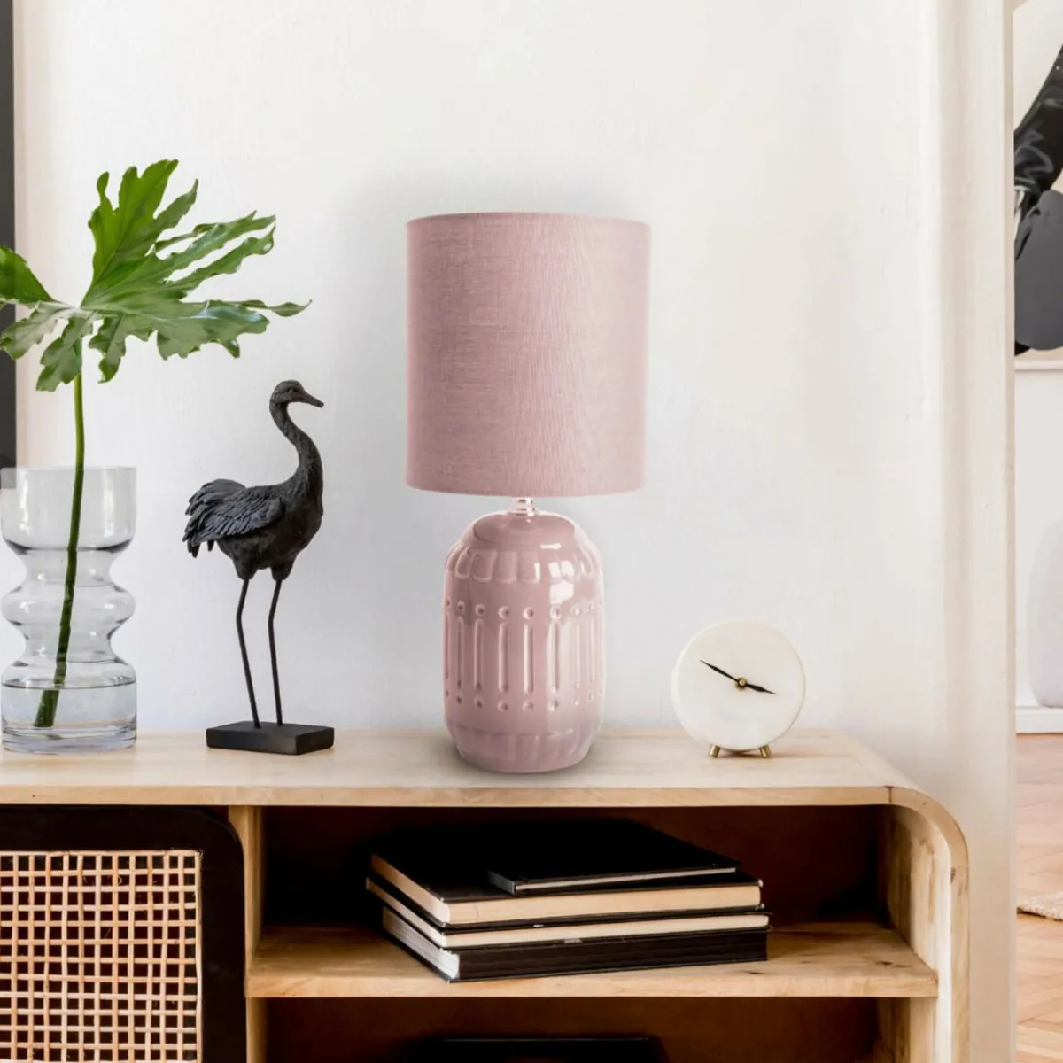 lampe__poser_erida_cramiquetissu_vieux_rose_0.webp Best Näve Lampe à poser Erida, céramique/tissu, vieux rose