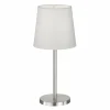 Outlet FH Lighting Lampe à poser Eve abat-jour tissu nickel mat/blanc