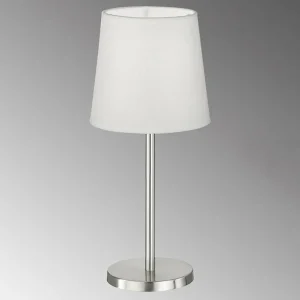 Outlet FH Lighting Lampe à poser Eve abat-jour tissu nickel mat/blanc