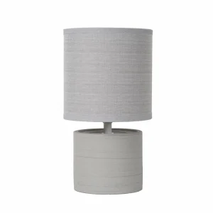 Sale Lucide Lampe à poser Greasby abat-jour en tissu, grise