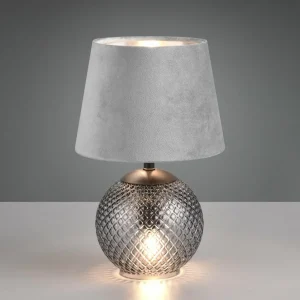 New Reality Leuchten Lampe à poser Jonna verre/velours, grise