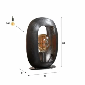 Fashion Zijlstra Lampe à poser Kazumi, noir-nickel/dorée, 30 cm