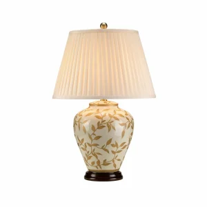 Shop Elstead Lampe à poser Leaves avec pied en porcelaine