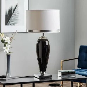 Clearance Argon Lampe à poser Lund blanche et noire, hauteur 60 cm