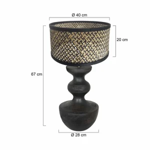 Best Sale Steinhauer Lampe à poser Lyons 3747ZW, tressage noir/naturel
