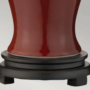 Outlet Elstead Lampe à poser Majin Small avec pied en céramique rouge