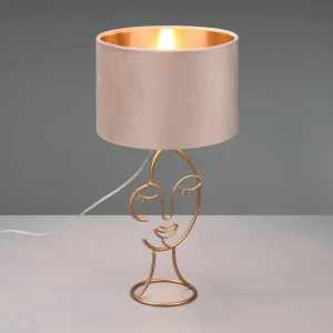 Fashion Reality Leuchten Lampe à poser Mary avec visage, beige/dorée