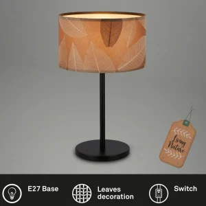 Hot Briloner Lampe à poser Mata, marron, textile, hauteur 42 cm