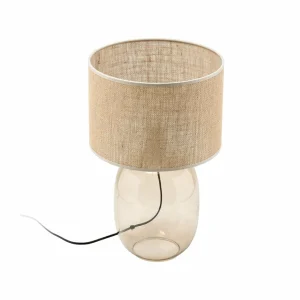 Cheap TK Lighting Lampe à poser Melody, hauteur 48 cm, verre brun, jute naturel