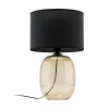 New TK Lighting Lampe à poser Melody, hauteur 48 cm, verre brun, textile noir