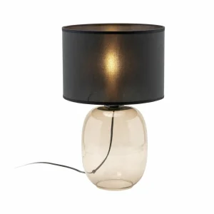 New TK Lighting Lampe à poser Melody, hauteur 48 cm, verre brun, textile noir
