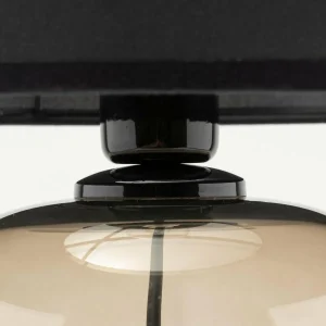 New TK Lighting Lampe à poser Melody, hauteur 48 cm, verre brun, textile noir