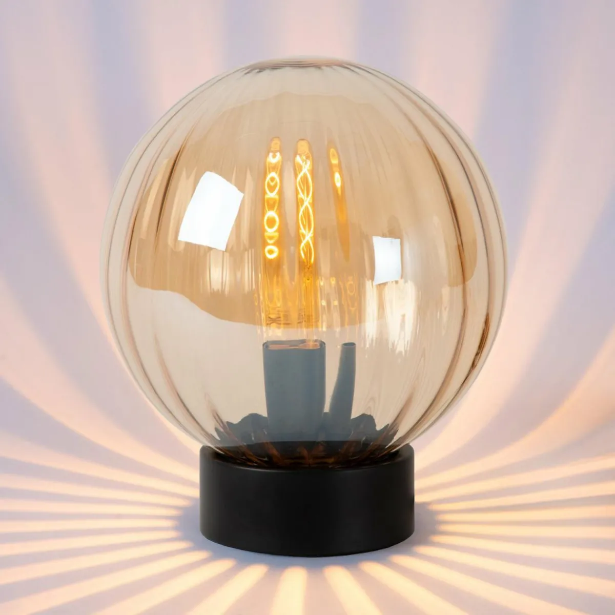 lampe__poser_monsaraz_ambre___cm_verre_e_2.webp Sale Lucide Lampe à poser Monsaraz, ambre, Ø 25 cm, verre, E27