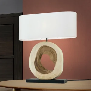 Online ORION Lampe à poser Nathan avec pied en bois décoratif