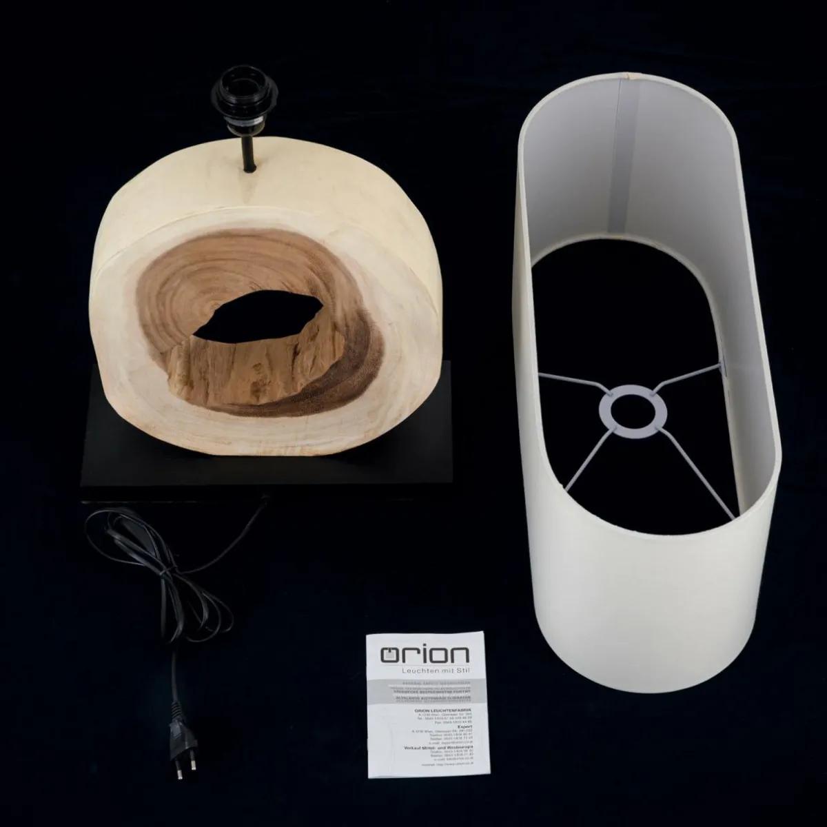 Online ORION Lampe à poser Nathan avec pied en bois décoratif