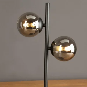 Sale Eco-Light Lampe à poser Neptune noire, 2 sphères verre fumé