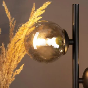 Sale Eco-Light Lampe à poser Neptune noire, 2 sphères verre fumé