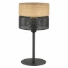 Online TK Lighting Lampe à poser Nicol, noir, aspect bois, hauteur 45 cm, 1 x E27