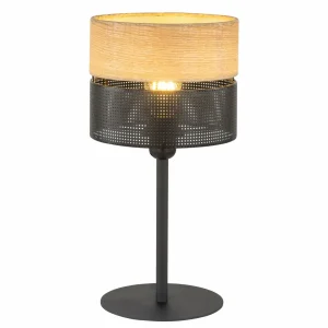 Online TK Lighting Lampe à poser Nicol, noir, aspect bois, hauteur 45 cm, 1 x E27