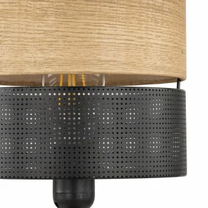 Online TK Lighting Lampe à poser Nicol, noir, aspect bois, hauteur 45 cm, 1 x E27