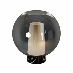 Cheap Mantra Iluminación Lampe à poser Nora, noir-chrome, hauteur 26 cm, verre, métal