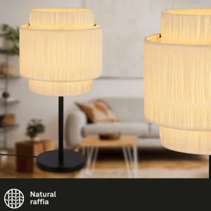 Store Briloner Lampe à poser Papper, couleur naturelle, raphia, hauteur 50 cm