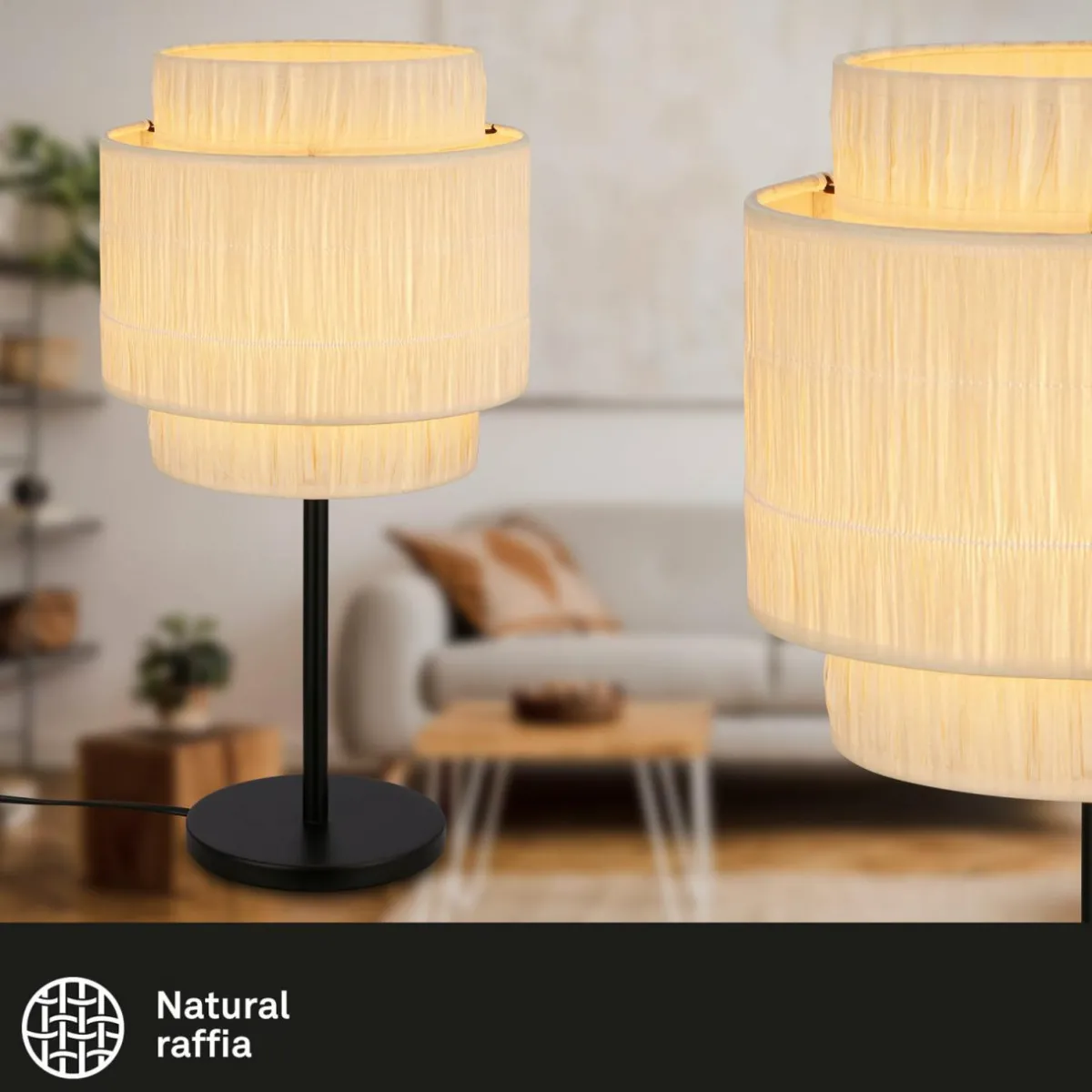 lampe__poser_papper_couleur_naturelle_raphia_hauteur__cm_2.webp Store Briloner Lampe à poser Papper, couleur naturelle, raphia, hauteur 50 cm