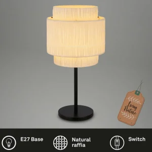 Store Briloner Lampe à poser Papper, couleur naturelle, raphia, hauteur 50 cm