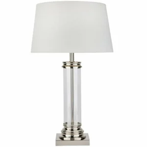 Sale Searchlight Lampe à poser Pedestal, argentée abat-jour crème