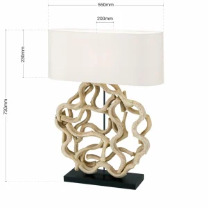 Store ORION Lampe à poser Peggy avec pied en bois décoratif