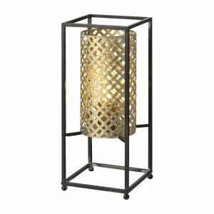 Online Freelight Lampe à poser Petrolio, noire/dorée, hauteur 37 cm