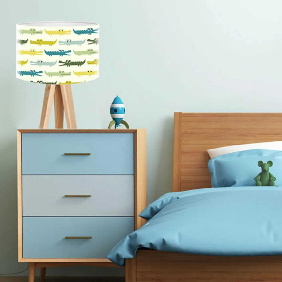 lampe__poser_pour_chambre_denfant_colore_crocodile_avec_bois_0.webp Online Maco Design Lampe à poser pour chambre d'enfant colorée Crocodile avec bois