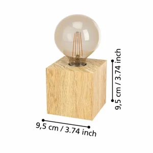 Outlet EGLO Lampe à poser Prestwick 2 cube de bois, naturelle