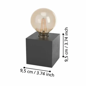 Best EGLO Lampe à poser Prestwick 2 cube en bois, noire