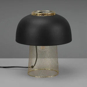 Best Sale Reality Leuchten Lampe à poser Punch, noire/dorée, Ø 25 cm