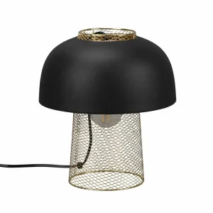 Best Sale Reality Leuchten Lampe à poser Punch, noire/dorée, Ø 25 cm