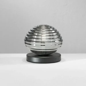 Cheap Eco-Light Lampe à poser Ripple, noir/gris fumée, Ø 18 cm