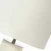 Hot Elstead Lampe à poser Ripple, tissu et porcelaine, blanche