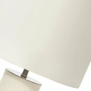Hot Elstead Lampe à poser Ripple, tissu et porcelaine, blanche
