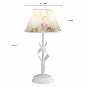Fashion Lamkur Lampe à poser Sara avec abat-jour motif floral