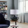 Sale Argon Lampe à poser Skien abat-jour blanc pied gris fumé