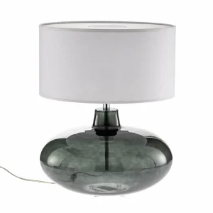 Sale Argon Lampe à poser Skien abat-jour blanc pied gris fumé