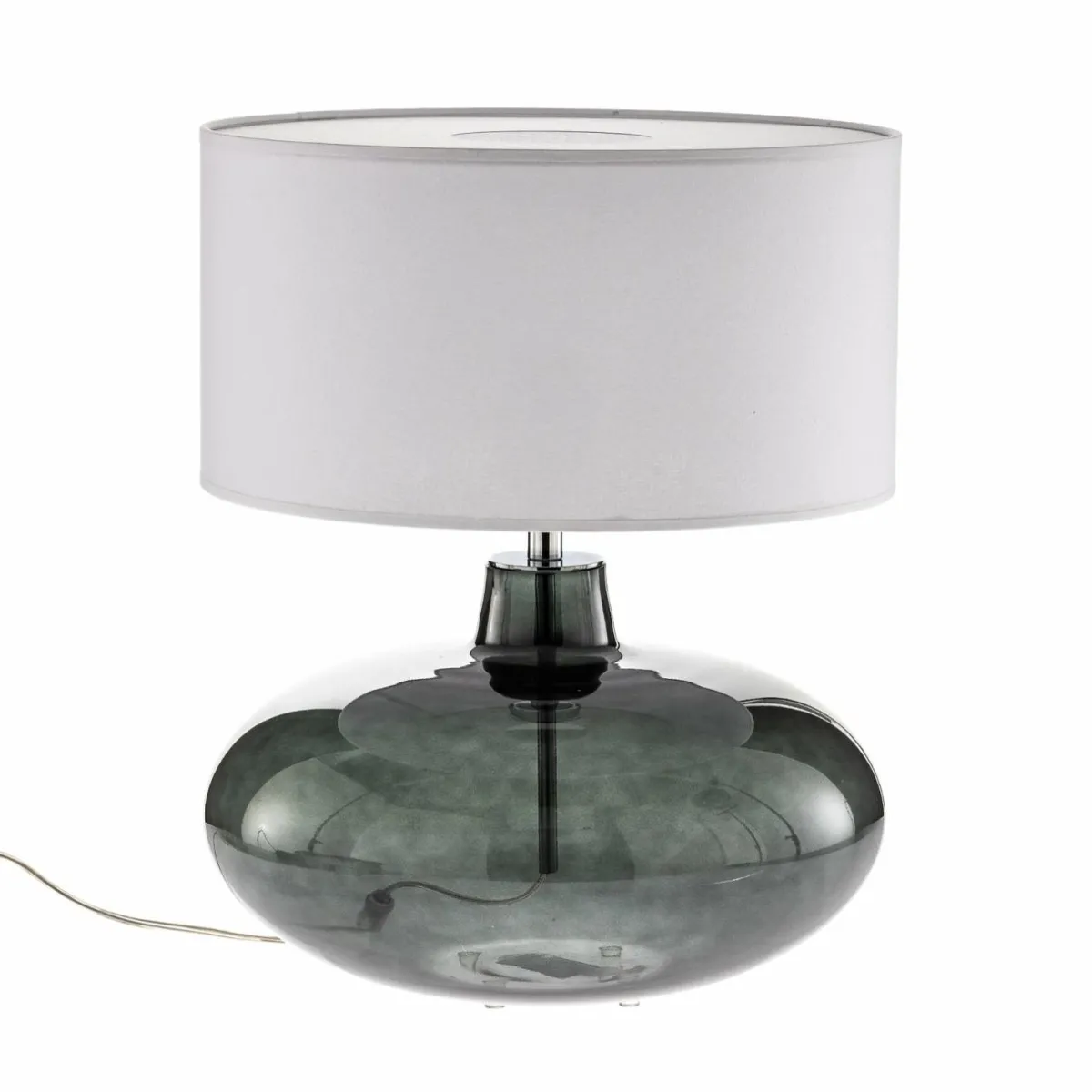 lampe__poser_skien_abatjour_blanc_pied_gris_fum_1.webp Sale Argon Lampe à poser Skien abat-jour blanc pied gris fumé