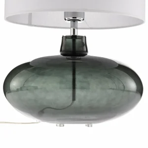Sale Argon Lampe à poser Skien abat-jour blanc pied gris fumé