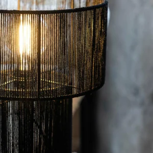 Shop Markslöjd Lampe à poser Soga, noir, jute, hauteur 40 cm