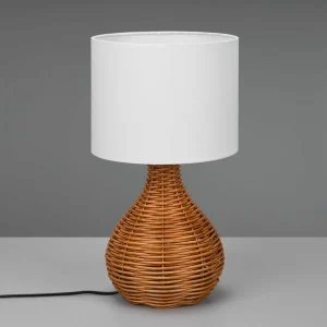Outlet Reality Leuchten Lampe à poser Sprout, rotin/tissu, blanc/naturel
