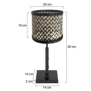Discount Steinhauer Lampe à poser Stang 3707ZW, tressage noir/naturel